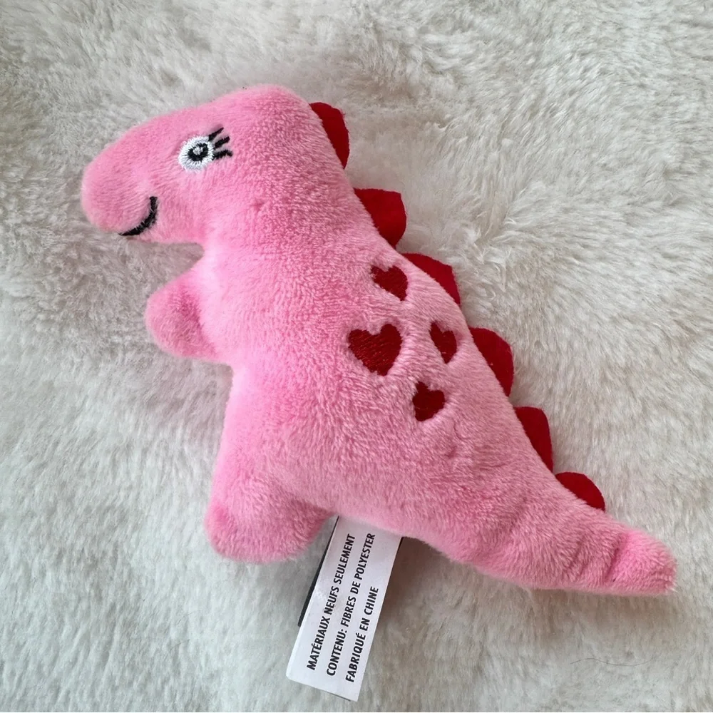 Pink Hearts Dinosaur Crinkle Cat or Dog Toy